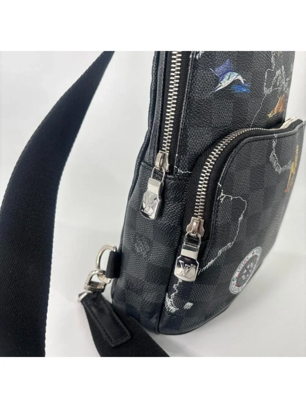 Louis Vuitton Super Damier Graphite Sling Bag Black